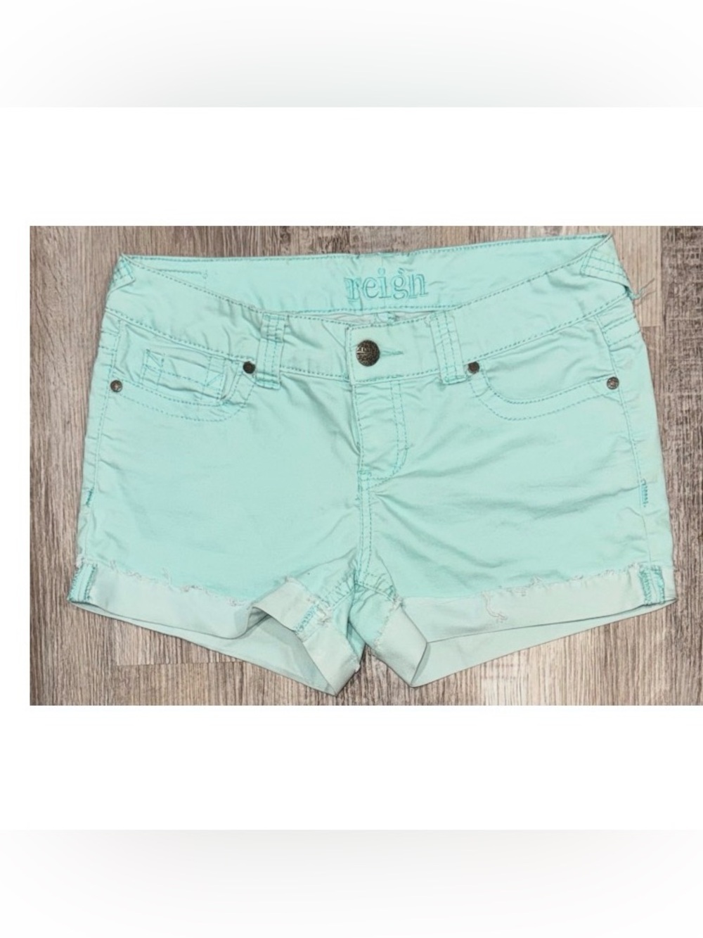 Stretchy Teal Jean Shorts "curvy" Brand Reign Size 11
